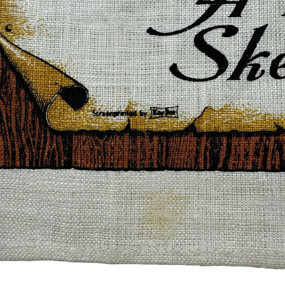 Vintage A Pioneer Sketchbook Linen Tea Towel Kay Dee Western Wagon Brown Tan